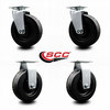 Service Caster 6 Inch Phenolic Caster Set with Roller Bearings 2 Swivel 2 Rigid SCC SCC-20S620-PHR-2-R-2